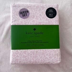 NWT Kate Spade Queen Sheet Set (4pc) Cotton Pink Hearts